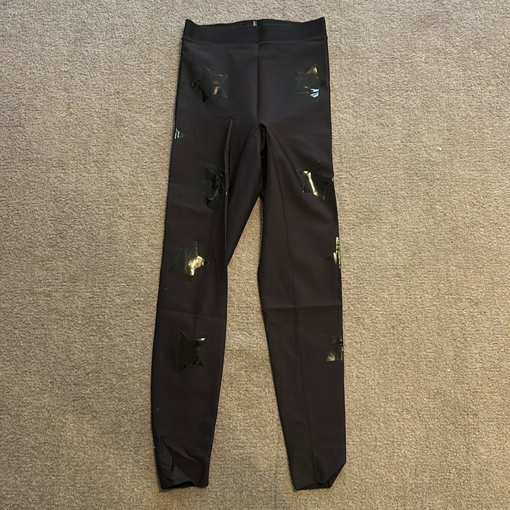 ULTRACOR Star Leggings Pull On Fited Stretch Nylon Black Size S
